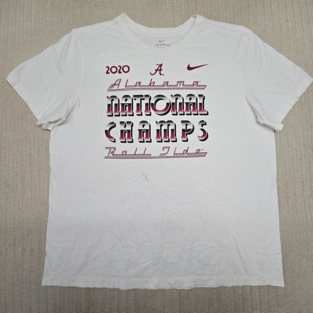 Nike Alabama Crimson Tide Shirt Mens XL White 2020 National Champions Football
